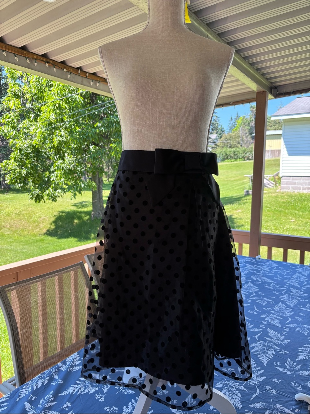 Elle Black Polka Dot Skater Skirt with Waist Bow
